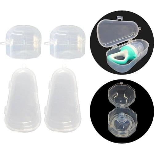 2PCS Portable Baby Pacifier Case Nipple Box + 2PCS Feeder Pacifier Teether Soother Storage Holder Container Pacifier Nipple Case