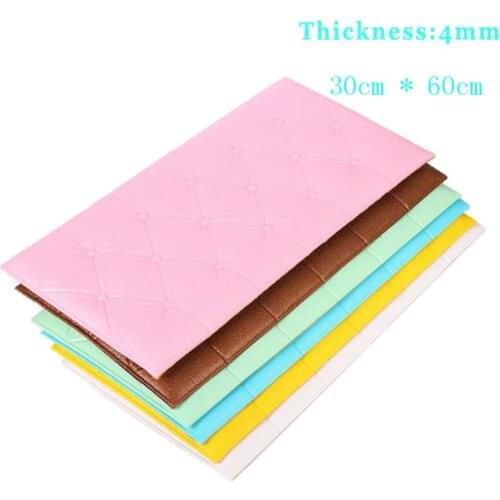 3D Sticker For Wall DIY Foam Soft Bag Tiles Wall Panels Home Decor Leather Waterproof Self Adhesive Wallpaper Room 30*60cm 4mm