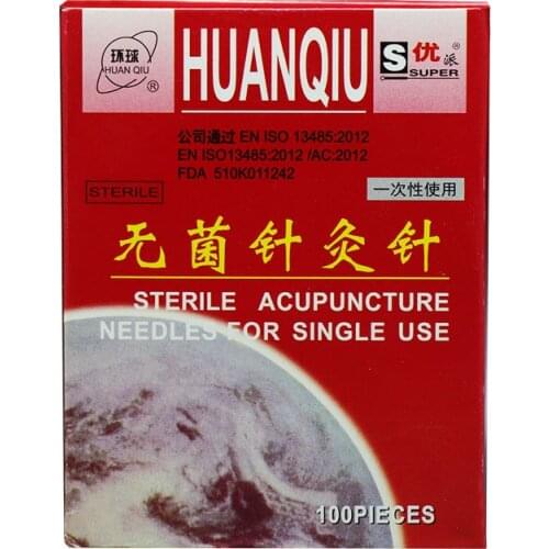 5 boxes 100pcs huanqiu flat handle disposable acupuncture needles sterile needle separate pack 0.16/0.18/0.20/0.25/0.30mm