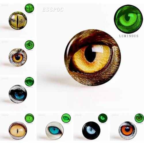 5PCS Animal Eyes Dragon Snake Owl Cat Tiger Eyes Luminous Glass Cabochon 25MM Handmade Jewelry Supply for DIY Necklace