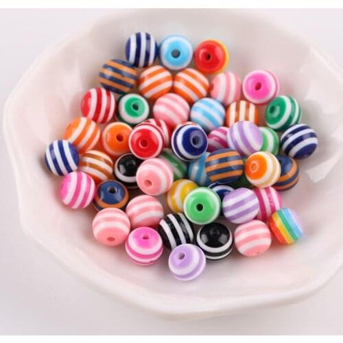 50pcs Mixed color striped beads diy jewelry accessories colored loose beads
