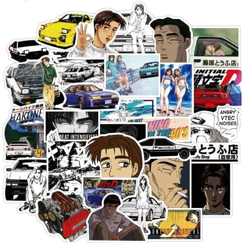50PCS Initial D Stickers Laptop DIY Fridge Guitar Luggage Skateboard Phone Car Bike Waterproof Graffiti Sticker Decals Kid Toys