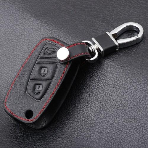 Remote Genuine Leather Flip Key Cover Case Fob For FIAT Panda Stilo Punto Doblo Grande Bravo 500 Ducato Minibus 3 Buttons