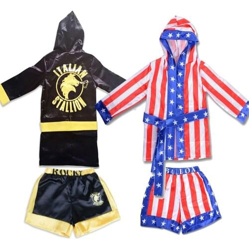 Children Halloween Boys Girls Rocky Balboa Costumes Movies Apollo Cosplays for Childrens Party Carnival Performance Shirts