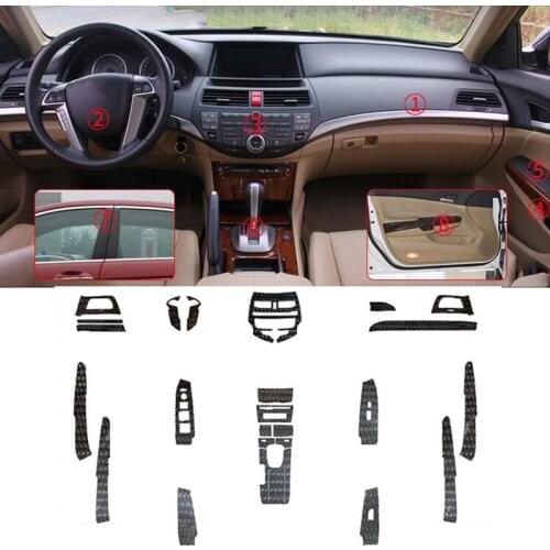 For Honda Accord 2008 2009 2010 2011 2012 2013 Glossy Carbon Fiber Sticker Interior Trim Vinyl Decal Kit