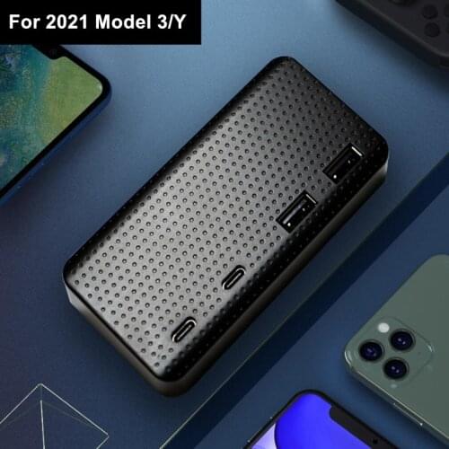 For Tesla Model 3/Y 2021 Accessories Type C Transfer USB Splitter Hub Docking Box Extend Charger