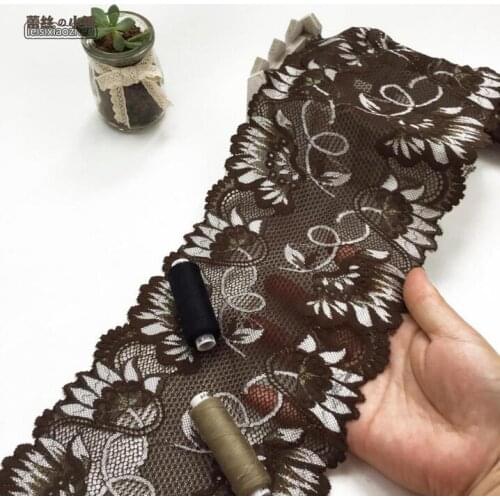 5 Meters Double Colors Coffee Elastic Lace Trim Ribbon Wedding Dress Skirt Lace Trim Handmade Hair Decoration Clothing Accessory