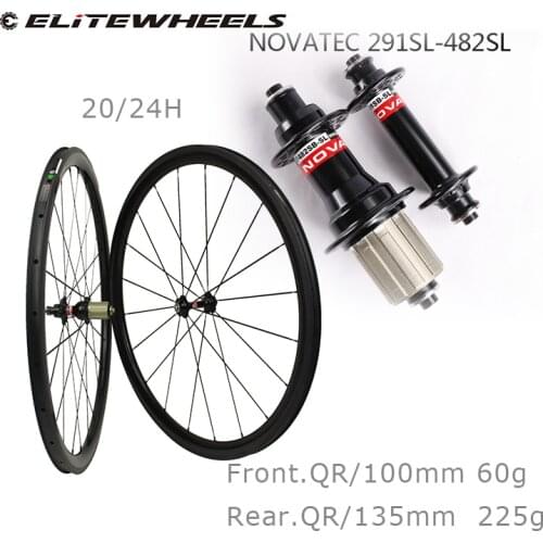 ELITEWHEELS Road 700c Bike Wheelset Carbon Wheels Tubular Clincher Tubeless Novatec F482SB-SL/A291SB-SL Hub Sapim Cx-ray Spokes