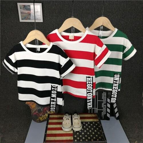 T Shirt Kids Clothes Round neck Baby Boy Summer Top Tshirt Color Stripes Vetement Enfant Fille Camisetas Fnaf