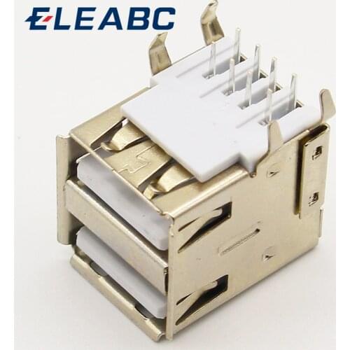 10pcs/lot USB A Type Female Socket Connector White 2to1 Set G44 for Data Connection Interface Charging