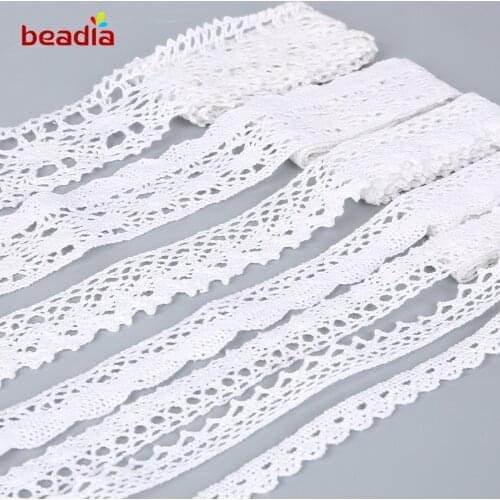 New Arrival Apparel Sewing Fabric 5 Yards DIY White Cream Trim Cotton Crocheted Lace Fabric Ribbon Handmade Accessories Craft