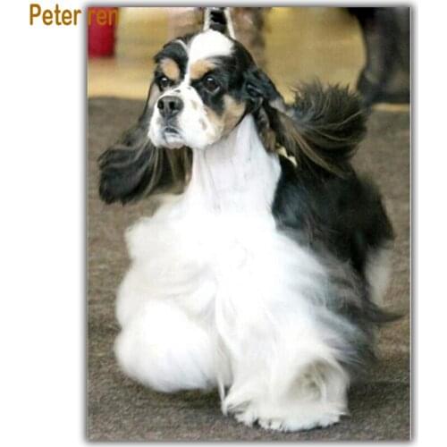 Peter ren DIY Diamond painting Embroidery with diamonds icons square mosaic Full Pictures of rhinestones American Cooker Spaniel