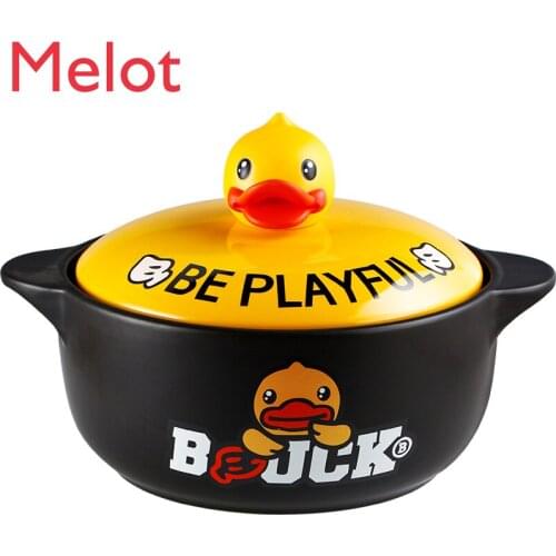 Small Yellow Duck Casserole Soup Pot Home Naked-Fire Ceramic Gas Large Capacity High Temperature Resistant Clay Pot Pot Stew Pot