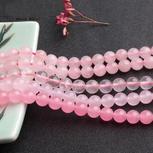 High Quality Natural Pink Crystal Stone 4/6/8/10/12/14mm Round Necklace Bracelet Jewelry DIY Gem Loose Beads 38cm wk179