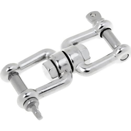 Marine Silver Stainless Steel Anchor Chain Connector Swivel Jaw Double Shackle- M6 Swivel Anchor Chain Connector for Boat