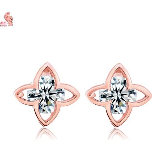 THe Latest Fashion Women Stud Earring Four-corner Shining Crystal