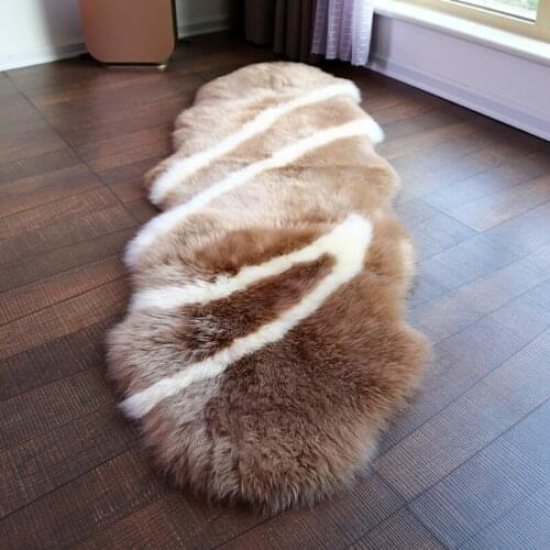 New Arrival Unique design Coast Series 2P 60*180cm sheepskin rug sheep skin carpets for home decor bedroom slide carpet doormat
