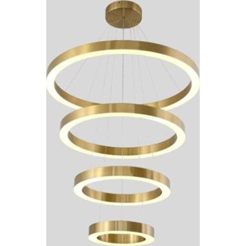 Modern DIY gold ring chandelier hanging lights for living room shop market decoration LED lighting dimmable 110v 220v