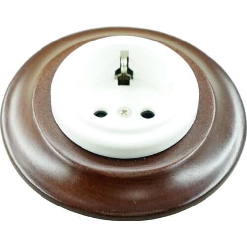Germany Schuko Flush Mounted Porcelain Socket Outlet with Wooden Frame 240V,16A
