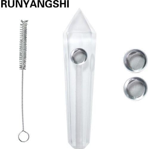 Runyangshi 1pc natural clear quartz smokey pipe Healing Gemstones Heart Tobacco pipes for gifts