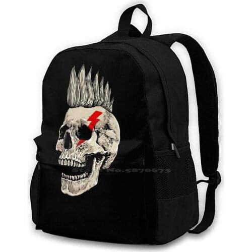 Punks Not Dead Punk Rock Skull Mohawk Style Fashion Travel Laptop School Backpack Bag Punk Punk Music Punk Music Punks Not Dead