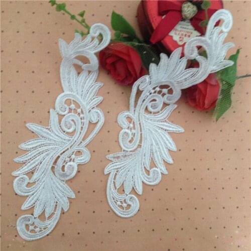 1Pair 27cmx8cm Red Black Natural White Lace Trim Applique Polyester Cord Lace Fabric Sewing Accessories High Quality