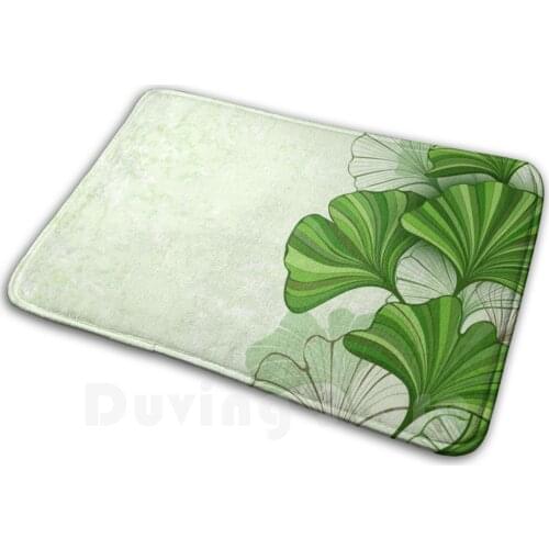 Stylized , Green And Contour , Brown Leaves Of Ginkgo Biloba On Green , Textured , Paper Background. Ginkgo Biloba. Print