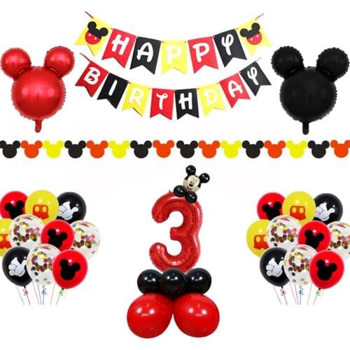 Mickey mouse theme DIY party latex ballons decoration Birthday Party Decorations Kids Foil Balloons first birthday 32inch Digit