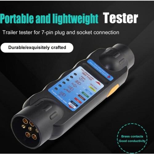 7 Pin Trailer Plug Tester 12V Trailer Socket Cable Wiring Circuit Tester Diagnostic Tools Car Towing Light Tester for Vehicles