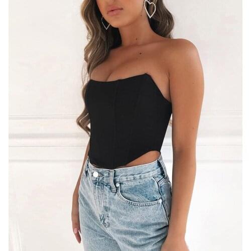 Musuos Summer Women Sexy Bustier Corset Tops Tanks Fashion Street Starpless Backless Tube Crop Top Lady Push-up Slim Vest Shirt