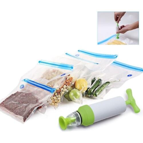 Vacuum Sealer Vacuum Bags For Food Storage With Pump Reusable Food Packages Kitchen Organizer Saran Wrap Plastic Bags 6 Pcs/set