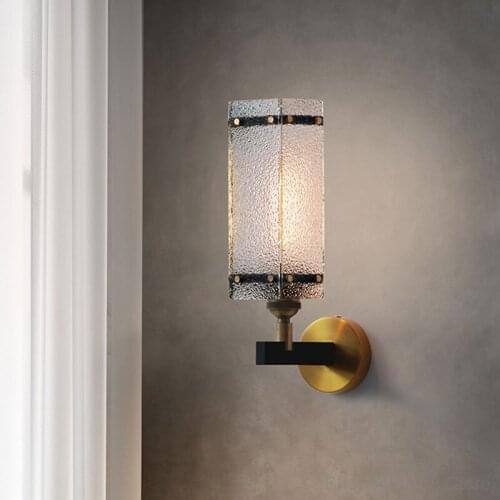 Gold Wall Lamp Modern Glass Wall Sconce Bedroom Bedside Living Room Wall Lights for Home Industrial Decor Bathroom Mirror Light