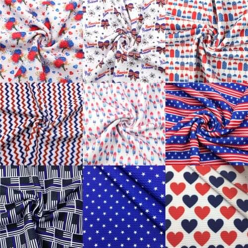 1/2yard 4th of July Independence Day Printed Liverpool Bullet Stretch Fabric Headwrap For Patchwork Cloth Dress Home Decor