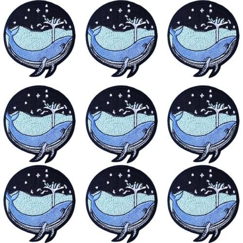 Pulaqi 10PCS Whale Patch Animal Water Wholesale Patches Iron On Patches For Clothing Stripe Wholesale Dropship Custom Patch