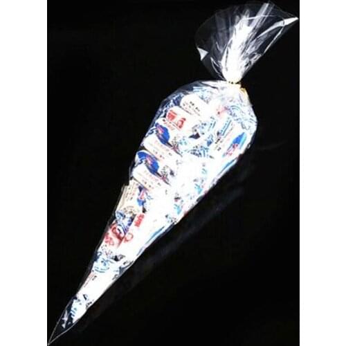 100pcs Transparent Cookies Bag Candy Bag Christmas Wedding Party Gift Food Packaging Bag With Golden Tie