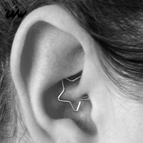 2PCS Ear Piercing Earring Studs Steel Star Piercings Helix Ear Tragus Cartilage Body Jewelry Sexy Women Ear Cuff Accessories