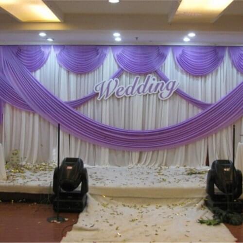 3M(H) * 6M(W) lilac Wedding backdrop with beautiful swag wedding decoration wedding stage decor