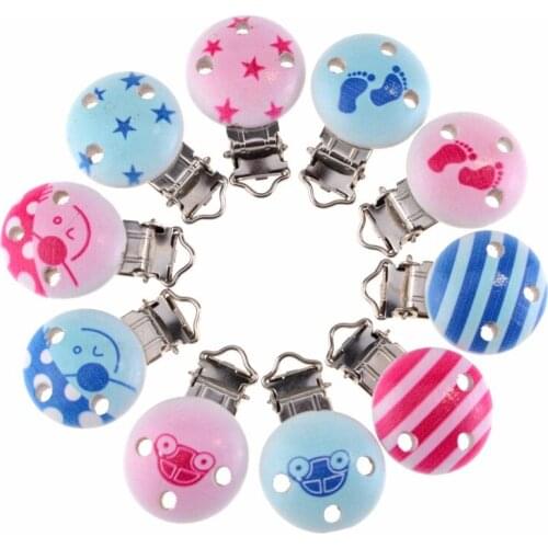 5PCS DIY Accessories Pacifier Clip A Variety Of Candy-colored Clip Baby Pacifier Chain Accessories Wooden Clip
