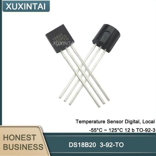 50Pcs/Lot DS18B20 DS18B Temperature Sensor Digital, Local -55°C ~ 125°C 12 b TO-92-3
