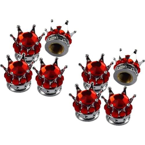 8pcs Plastic Crown Dust Valve Caps Tyre Valve Stems Dust Cap for Vehicle