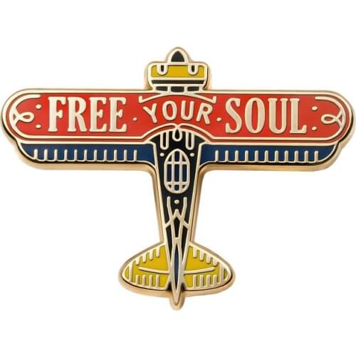 Free your soul plane pin unique designed aircarft badge
