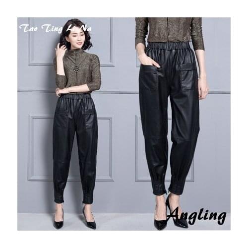 Top brand Women Fashion 2020 Real Genuine Sheep Leather Pants KP1 high quality