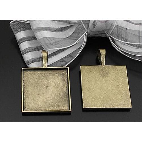 C639)10 pieces inside 25mm Antique Bronze Zinc Alloy Square Bezels Base Cabochon Beads Settings Jewelry Findings Accessories