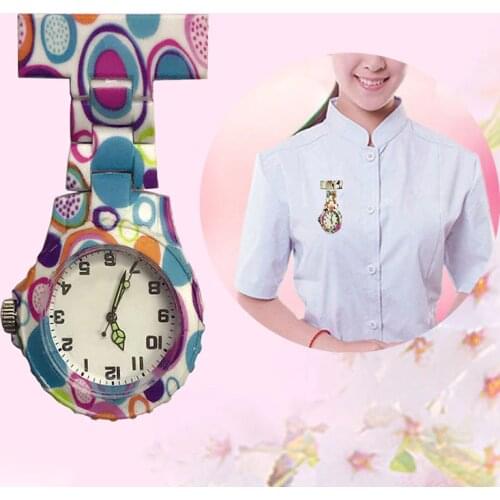Colorful Silicone Round Dial Quartz Pocket Nurse Watch Quartz Brooch Doctor Nurse Hanging Watches FS99