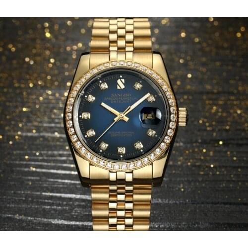37MM SANGDO Automatic Self-Wind movement High quality Luxury mens watch Plating 18KY Mechanical watches 328eee