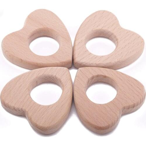 Mamihome Baby Wooden Pendant 5pc BPA Free Wood Heart Diy Craft Necklace Bracelet Makeing Natural Beech Baby Teether Newborn Gift