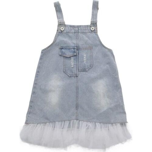 Kids Infant Baby Girls Dresses Casual straps Denim Princess Pageant Party Casual Dress Girl lace Clothes