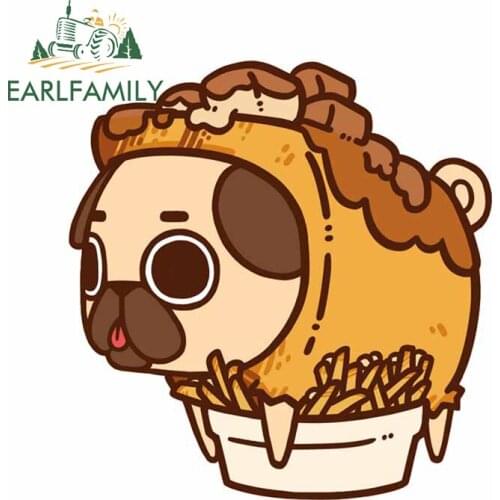 EARLFAMILY 13cm x 12.6cm for Pug Fashion Car Stickers Car Accessories Decal Graffiti Waterproof Vinyl Material Decoration