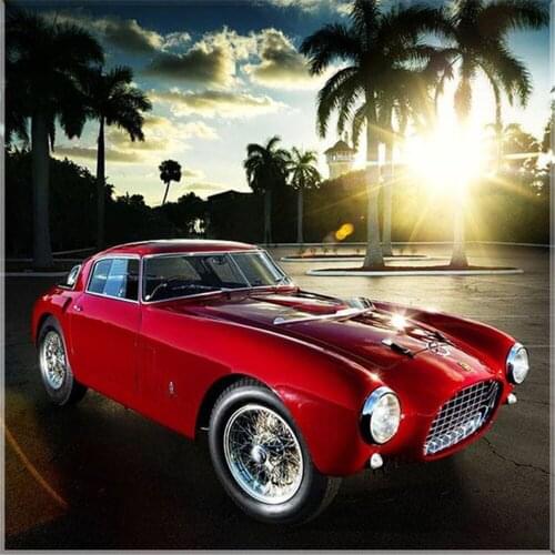 Racing Car Landscape Printed 11CT Cross-Stitch Complete Kit Embroidery DMC Threads Hobby Knitting Painting Handmade Mulina