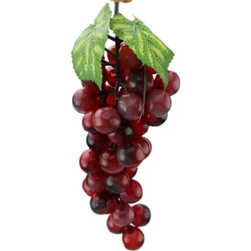 Plastic Fake Fruit Food Home Decor Decoration 17cm Bunch Lifelike Artificial Grapes Green Purple Color
